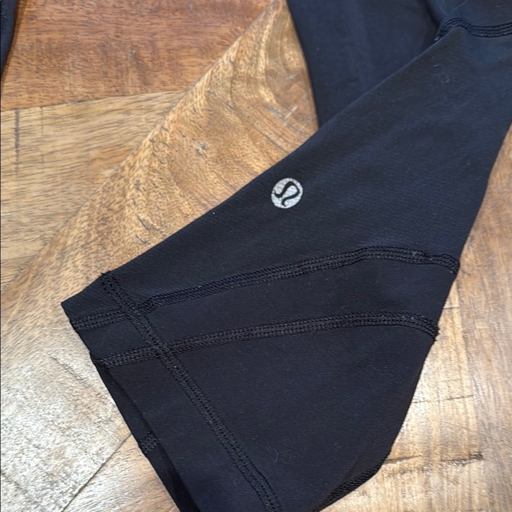 Lululemon Athletica Black Leggings with Blue and White Waistband - Picture 2 of 5